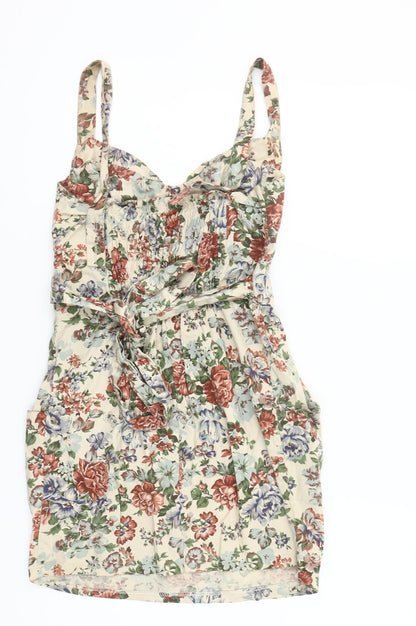 LOVE Women's Multicoloured Floral Bodycon Short Dress S