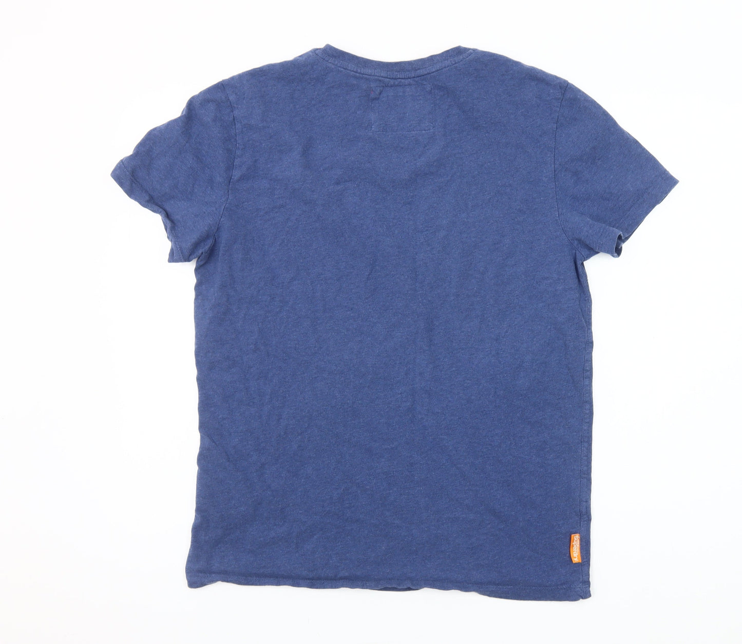 Superdry Men's Blue V-Neck Short Sleeve Cotton T-Shirt Size L