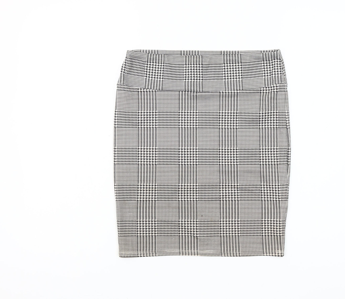 Stradivarius Women’s Grey Check Pencil Skirt L Knee Length Stretch