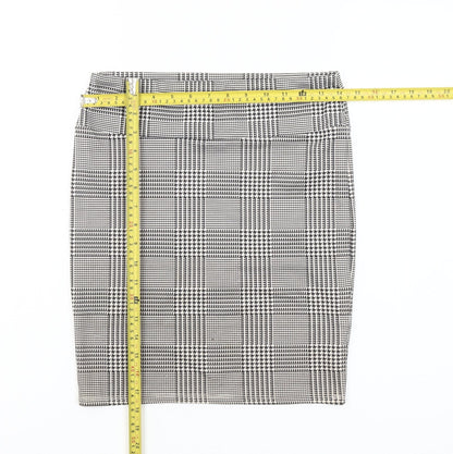 Stradivarius Women’s Grey Check Pencil Skirt L Knee Length Stretch
