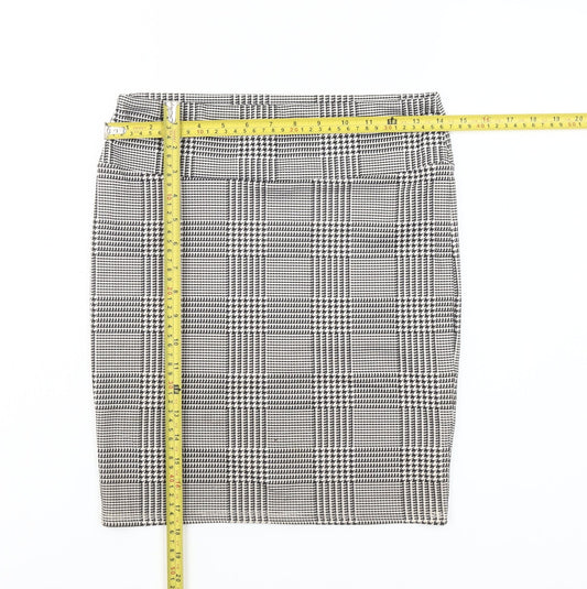 Stradivarius Women’s Grey Check Pencil Skirt L Knee Length Stretch