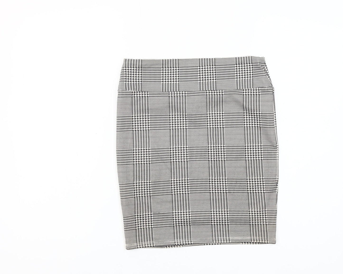 Stradivarius Women’s Grey Check Pencil Skirt L Knee Length Stretch