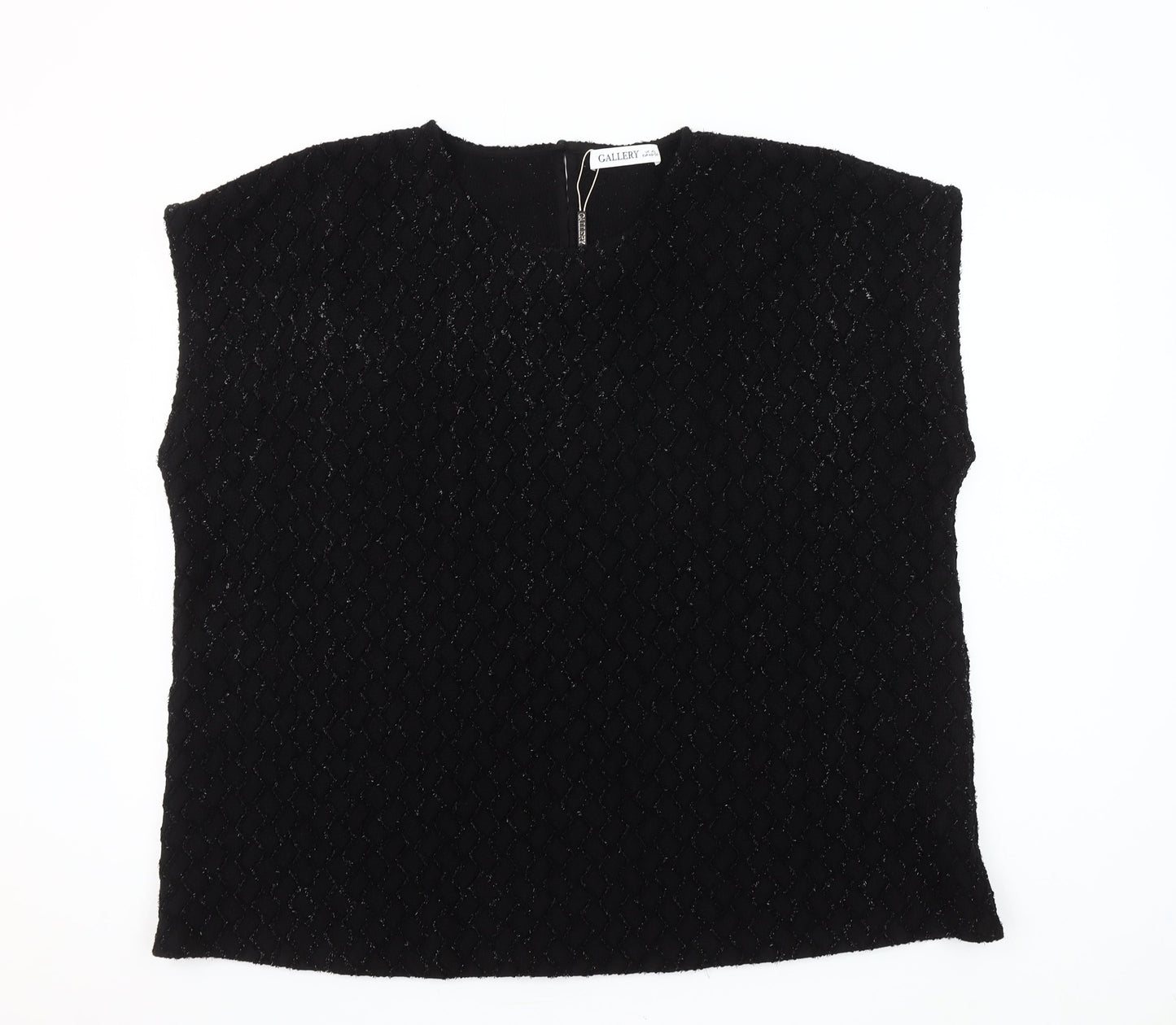 Gallery Women Black XL Sleeveless Woven Blouse Top