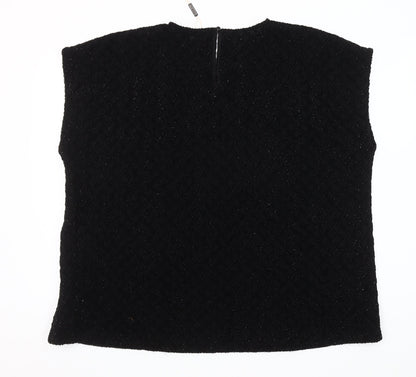Gallery Women Black XL Sleeveless Woven Blouse Top
