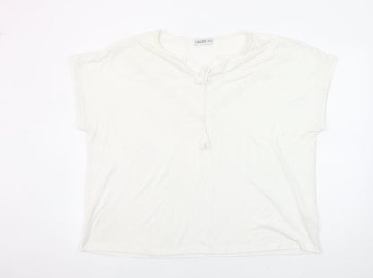 Gallery Women’s White XL Tunic Blouse with Tassel Tie Detail