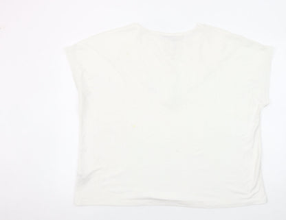 Gallery Women’s White XL Tunic Blouse with Tassel Tie Detail