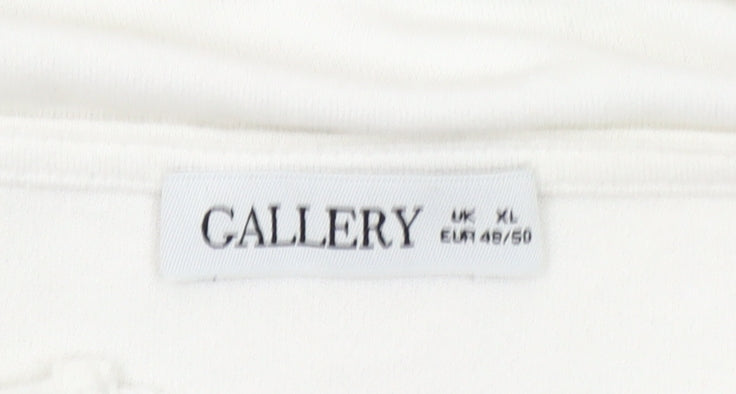 Gallery Women’s White XL Tunic Blouse with Tassel Tie Detail