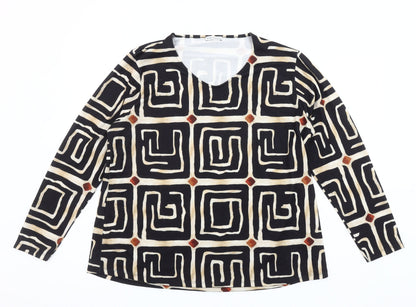 STRATEGGA Womens Multicoloured Geometric Long Sleeve Polyester Top Size 2XL