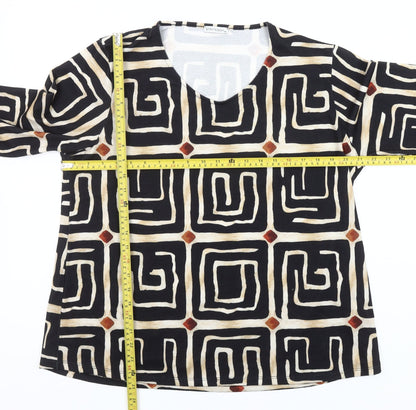 STRATEGGA Womens Multicoloured Geometric Long Sleeve Polyester Top Size 2XL