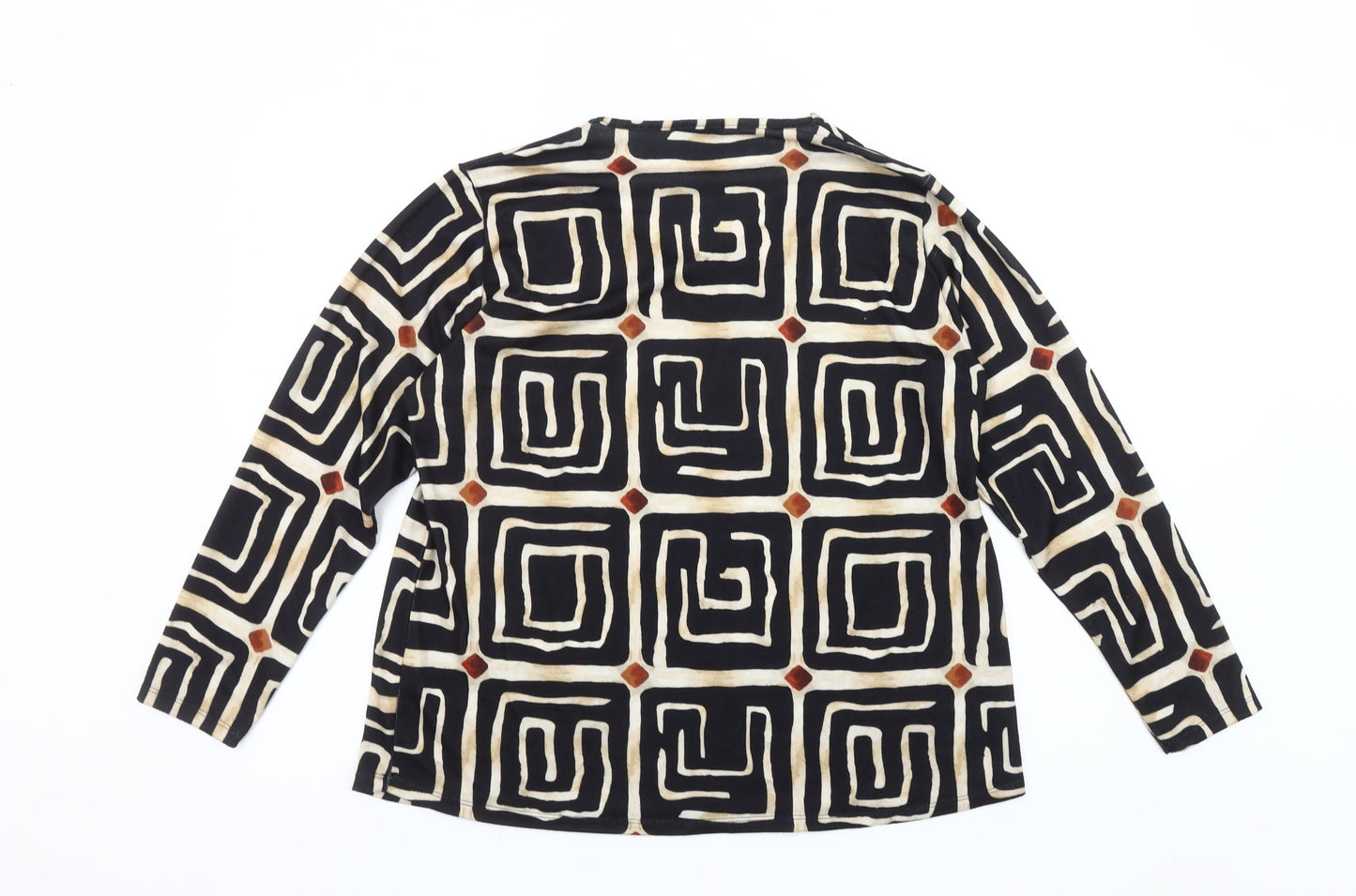 STRATEGGA Womens Multicoloured Geometric Long Sleeve Polyester Top Size 2XL