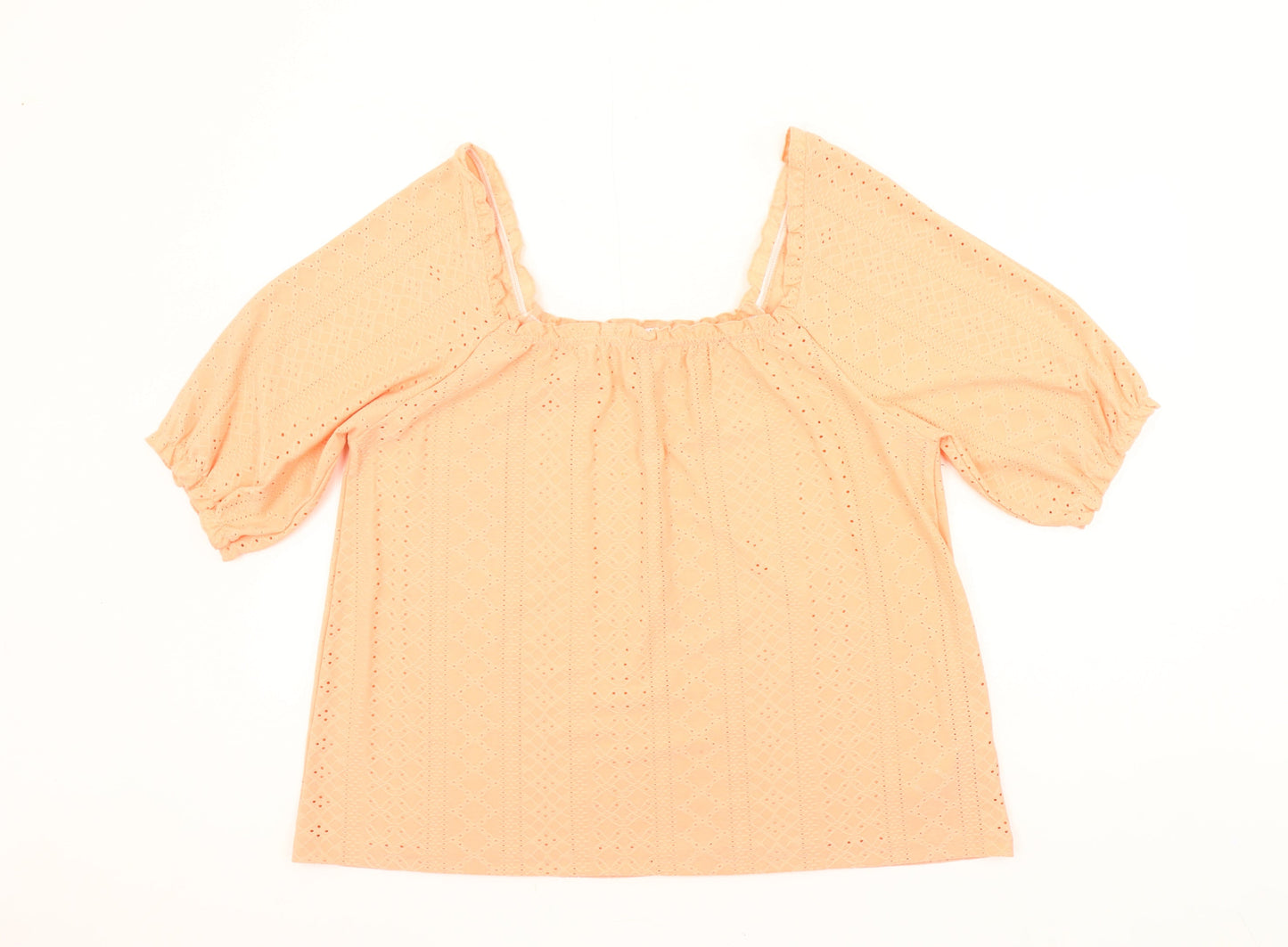 Simply Be Women’s Orange Eyelet Lace Tunic Blouse Size 12