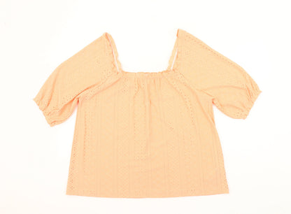 Simply Be Women’s Orange Eyelet Lace Tunic Blouse Size 12