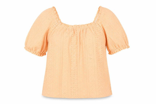Simply Be Women’s Orange Eyelet Lace Tunic Blouse Size 12