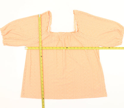 Simply Be Women’s Orange Eyelet Lace Tunic Blouse Size 12