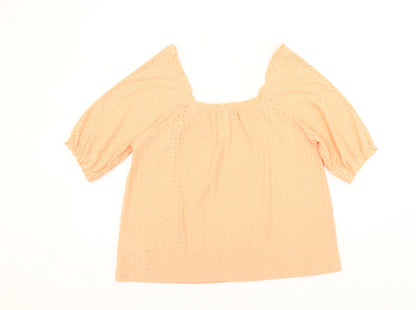Simply Be Women’s Orange Eyelet Lace Tunic Blouse Size 12