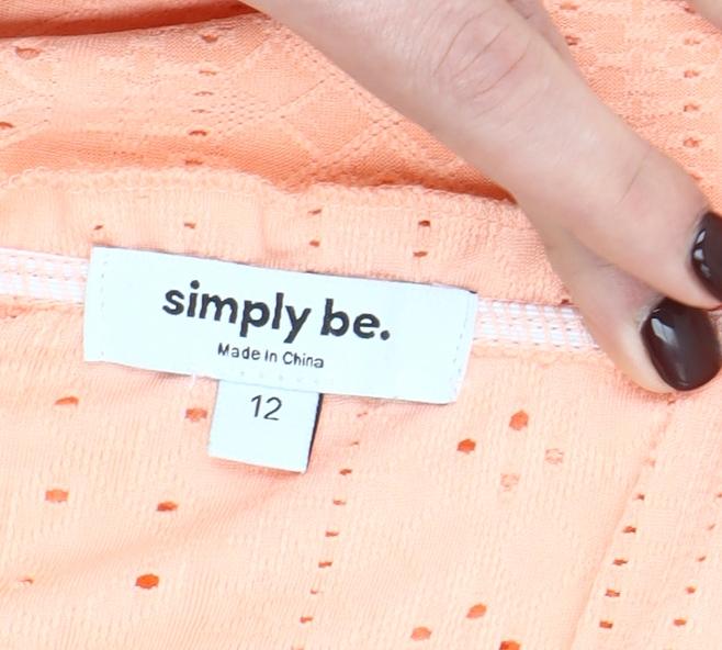 Simply Be Women’s Orange Eyelet Lace Tunic Blouse Size 12