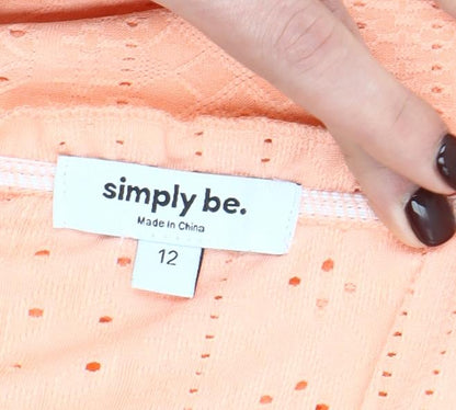Simply Be Women’s Orange Eyelet Lace Tunic Blouse Size 12