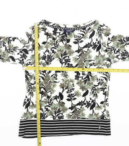 Maine New England Womens Multicoloured Floral Cotton 3/4 Sleeve T-Shirt Size 14