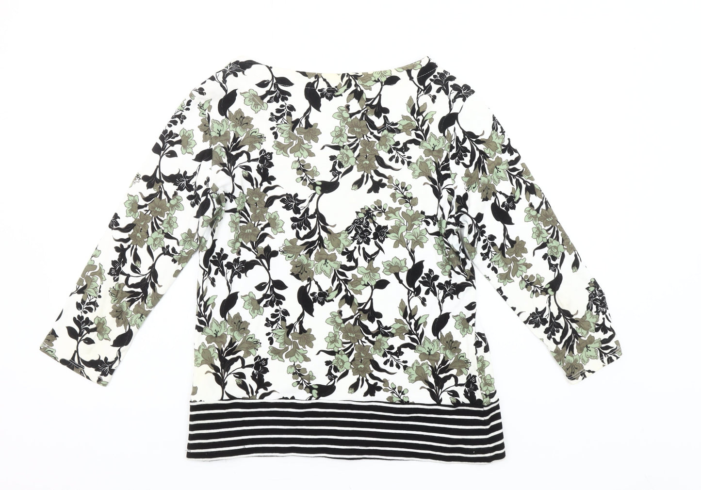 Maine New England Womens Multicoloured Floral Cotton 3/4 Sleeve T-Shirt Size 14