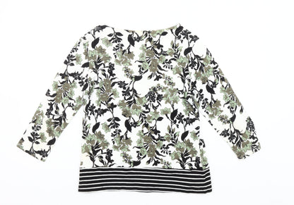 Maine New England Womens Multicoloured Floral Cotton 3/4 Sleeve T-Shirt Size 14