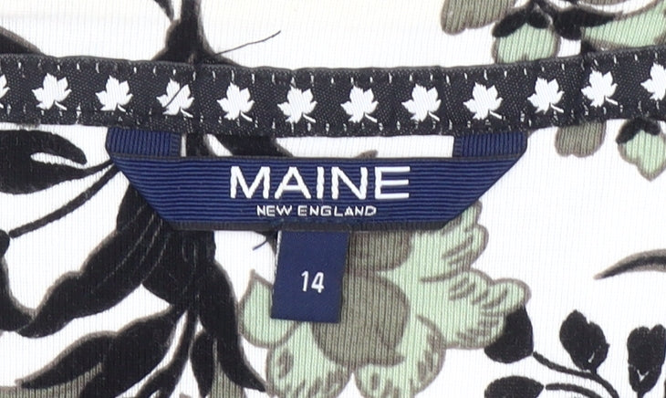 Maine New England Womens Multicoloured Floral Cotton 3/4 Sleeve T-Shirt Size 14