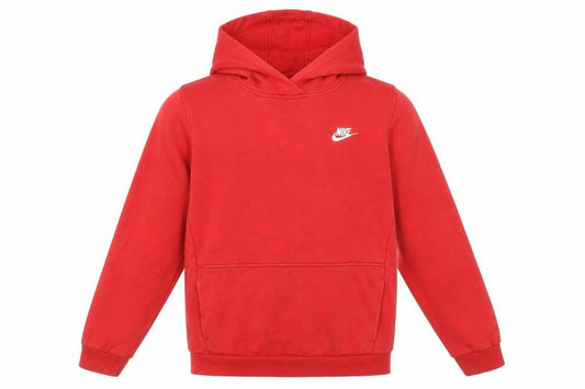 Front view of Nike Red Pullover Hoodie unisex kids 13-14 years fleece cotton blend