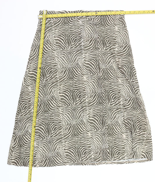 PrettyLittleThing Women Brown Animal Print A-Line Skirt Size 16