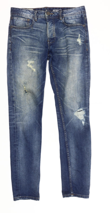 Denim Co. Men's Blue Slim Fit Distressed Skinny Jeans 30x32