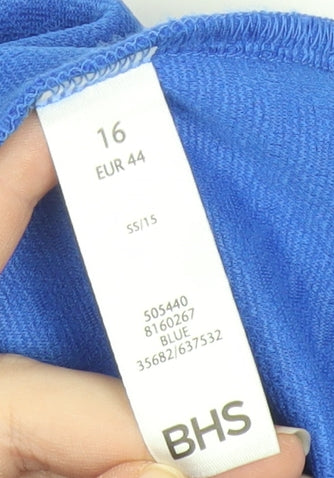 BHS Women’s Blue Fit & Flare Knee Length Dress Size 16