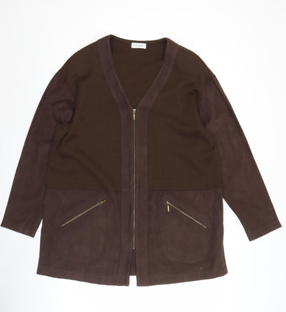 Verse Womens Brown Wool Blend Zip Up Mid-Length Jacket Size 16
