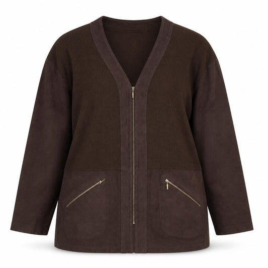 Verse Womens Brown Wool Blend Zip Up Mid-Length Jacket Size 16