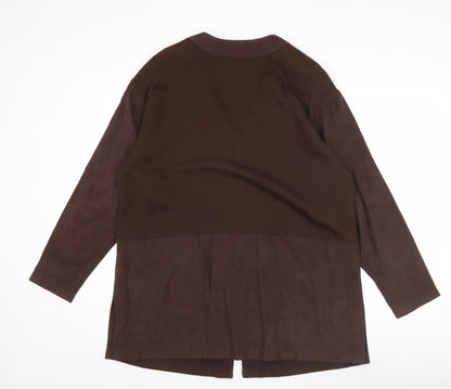 Verse Womens Brown Wool Blend Zip Up Mid-Length Jacket Size 16