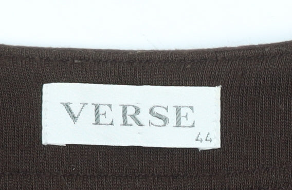 Verse Womens Brown Wool Blend Zip Up Mid-Length Jacket Size 16