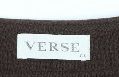 Verse Womens Brown Wool Blend Zip Up Mid-Length Jacket Size 16