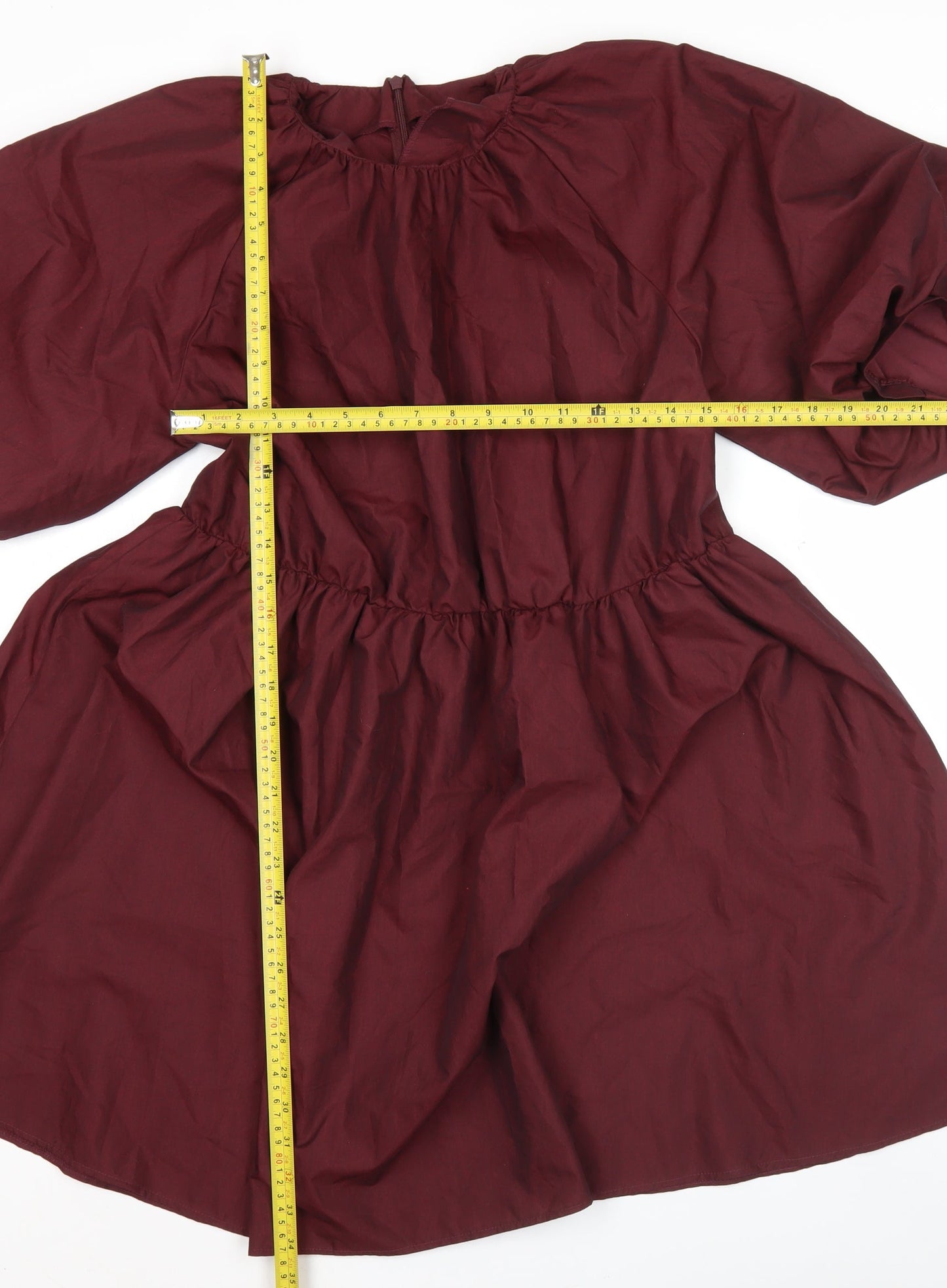 ASOS DESIGN Women's Red A-Line Puff Sleeve Short Dress Size 10
