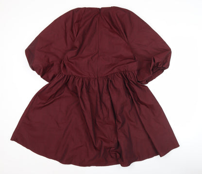 ASOS DESIGN Women's Red A-Line Puff Sleeve Short Dress Size 10
