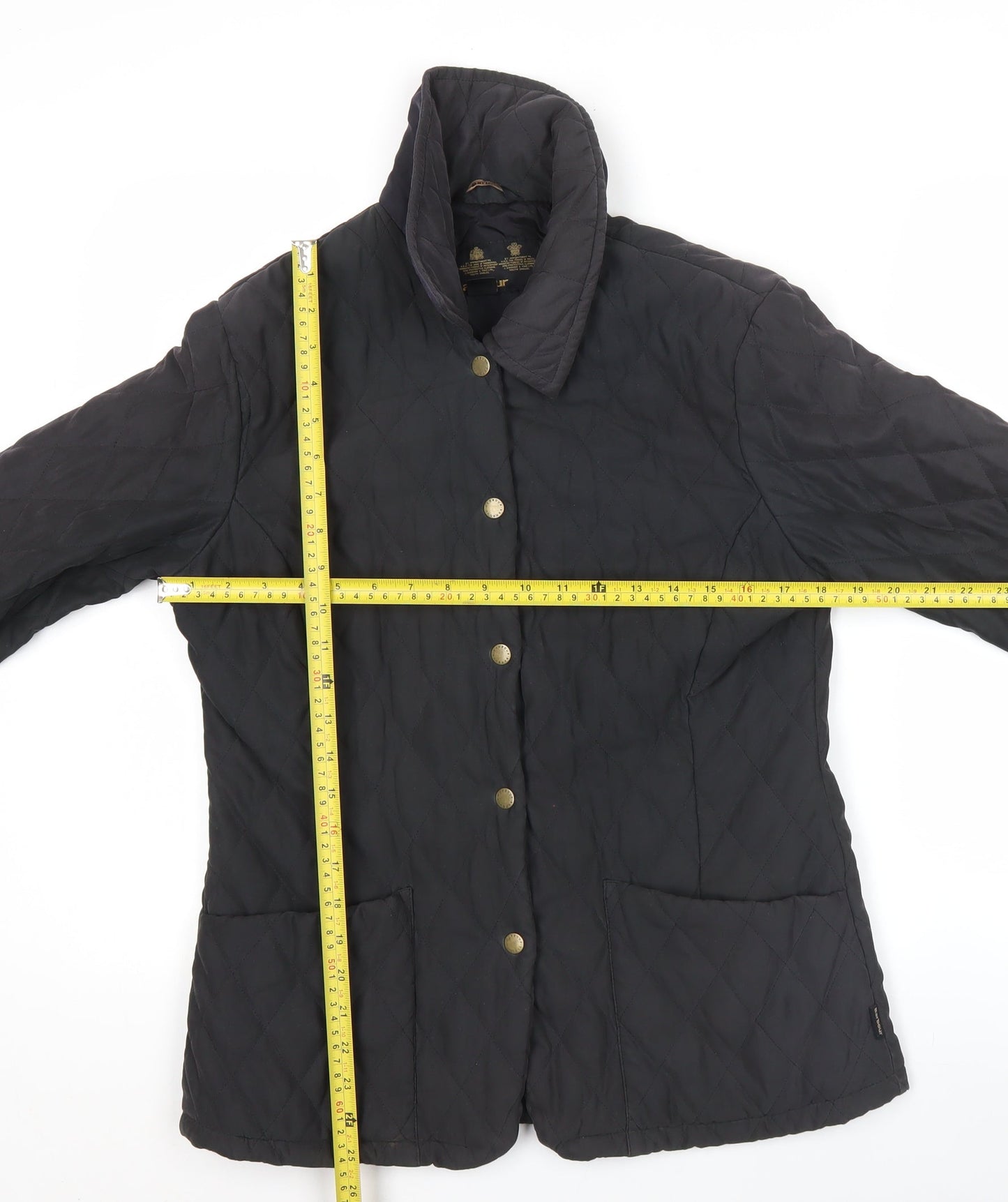 Barbour Womens Black Quilted Jacket Size 10 Casual Mid-Length