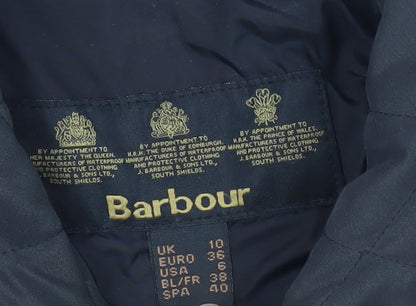 Barbour Womens Black Quilted Jacket Size 10 Casual Mid-Length
