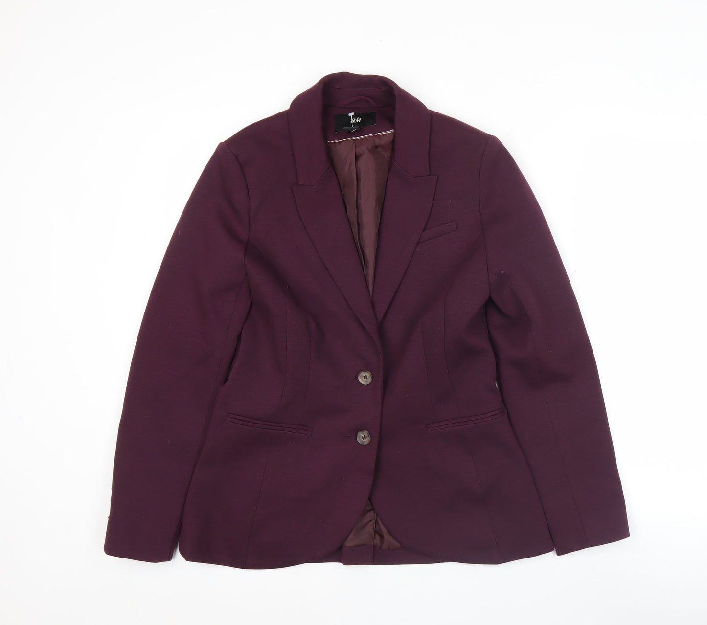 H&M Women's Purple Slim Fit Blazer Jacket UK 10 Workwear Formal