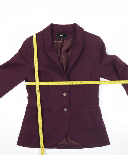 H&M Women's Purple Slim Fit Blazer Jacket UK 10 Workwear Formal