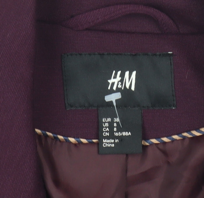 H&M Women's Purple Slim Fit Blazer Jacket UK 10 Workwear Formal