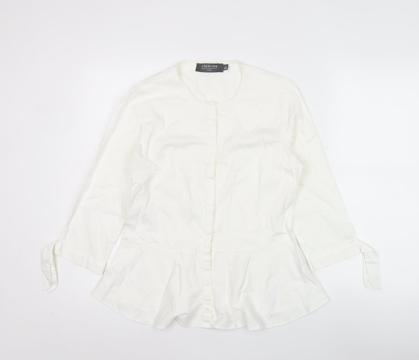 Coercion London Women's White Cotton Tunic Blouse S 3/4 Sleeve