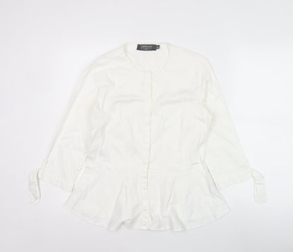 Coercion London Women's White Cotton Tunic Blouse S 3/4 Sleeve