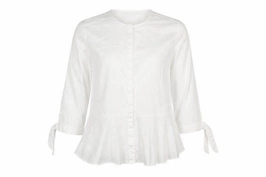 Coercion London Women's White Cotton Tunic Blouse S 3/4 Sleeve