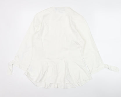 Coercion London Women's White Cotton Tunic Blouse S 3/4 Sleeve