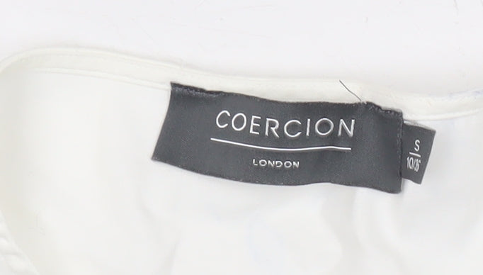 Coercion London Women's White Cotton Tunic Blouse S 3/4 Sleeve