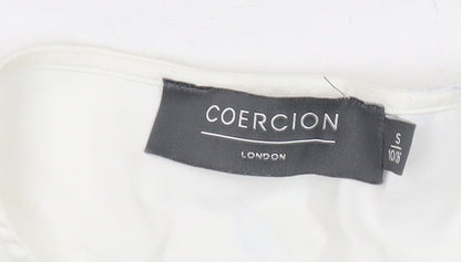 Coercion London Women's White Cotton Tunic Blouse S 3/4 Sleeve