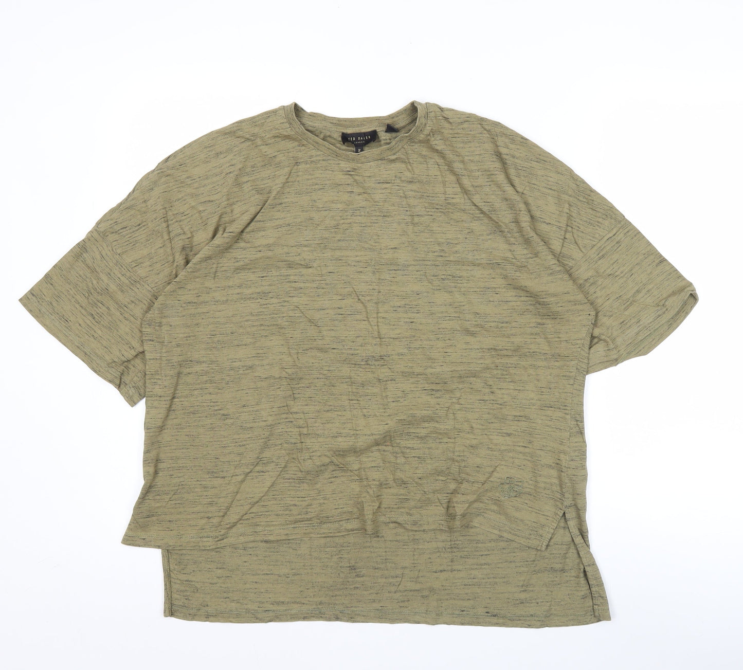 Ted Baker Women’s Green Relaxed Cotton Blend Short Sleeve T-Shirt Size 10