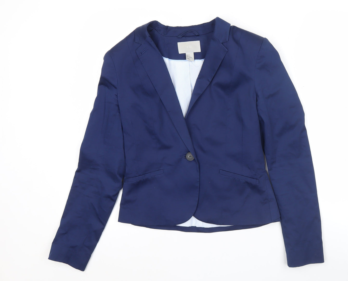H&M Women Blue Size 10 Slim Fit Single-Breasted Blazer Jacket