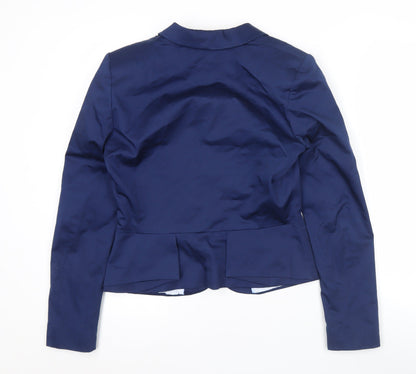 H&M Women Blue Size 10 Slim Fit Single-Breasted Blazer Jacket